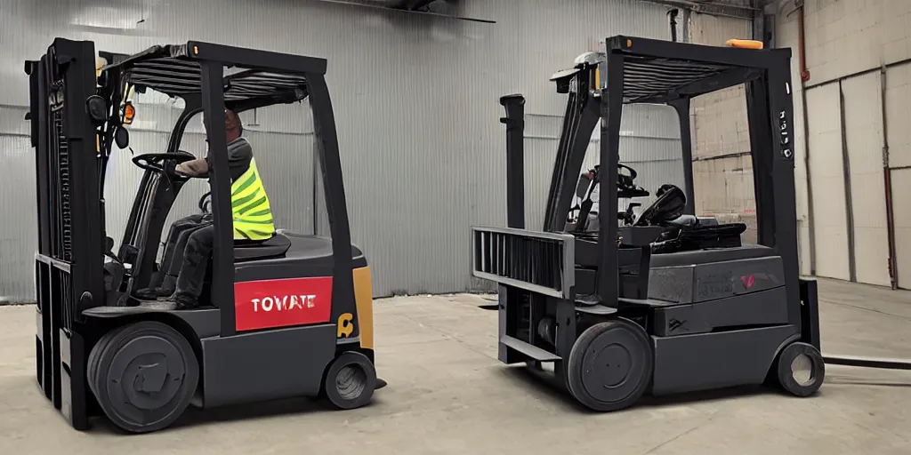Image similar to funny forklift operator with a vr headset