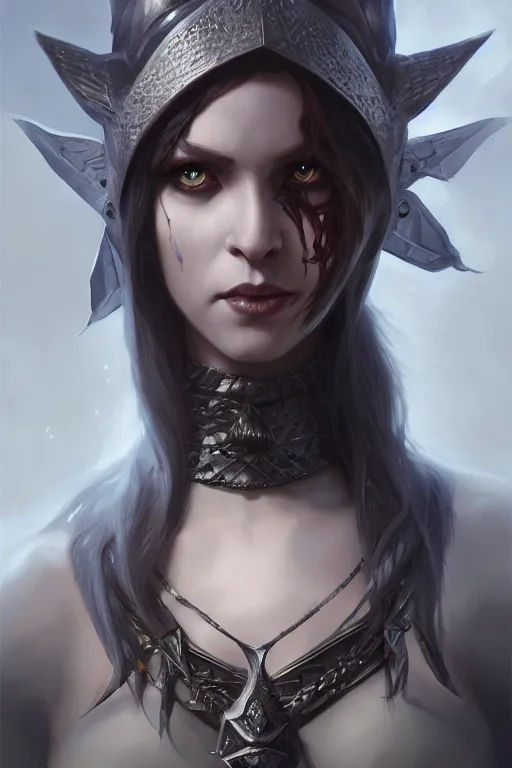 Image similar to dark elf princess, highly detailed, d & d, fantasy, highly detailed, digital painting, trending on artstation, concept art, sharp focus, illustration, global illumination, shaded, art by artgerm and greg rutkowski and fuji choko and viktoria gavrilenko and hoang lap