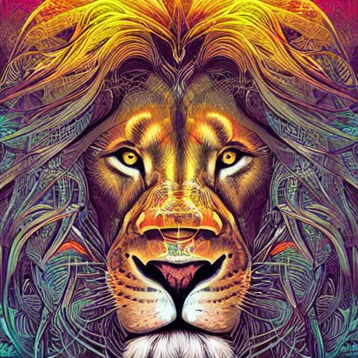 Image similar to lion, android jones, dan mumford