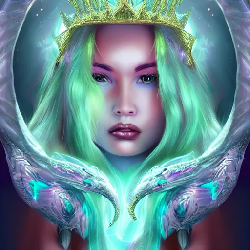 Prompt: Crystal Dragon princess, digital art, 8k ,character ,realistic, portrait