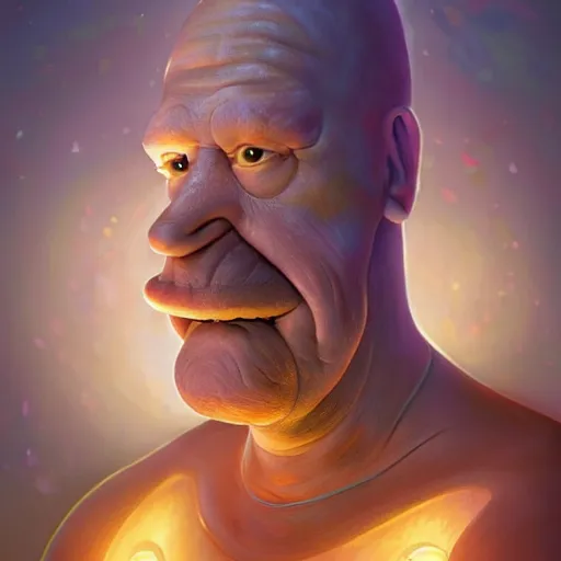 Image similar to ultra realistic illustration of magical real life cartoon character homer simpson, forest, fantasy, colorful lights, intricate, elegant, highly detailed, digital painting, artstation, concept art, smooth, sharp focus, illustration, art by artgerm and greg rutkowski and alphonse mucha homer!!! simpson!!!