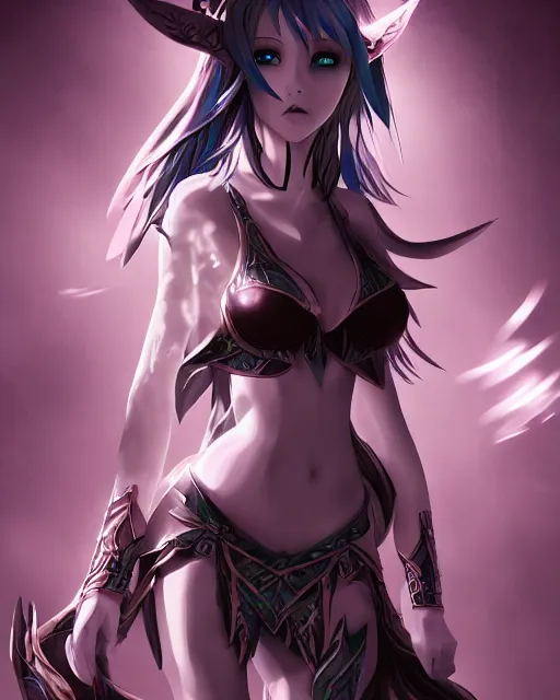 Image similar to elven dark elf girl, in the style of sumihei, tokyo ravens style, dynamic lighting, fantasy concept art, trending on art station, stunning visuals, ultra detailed