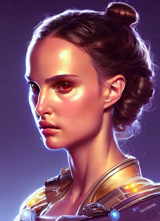 Image similar to portrait of apex legends natalie portman, intricate, elegant, glowing lights, highly detailed, digital painting, artstation, glamor pose, concept art, smooth, sharp focus, illustration, art by artgerm and greg rutkowski, artey freytag