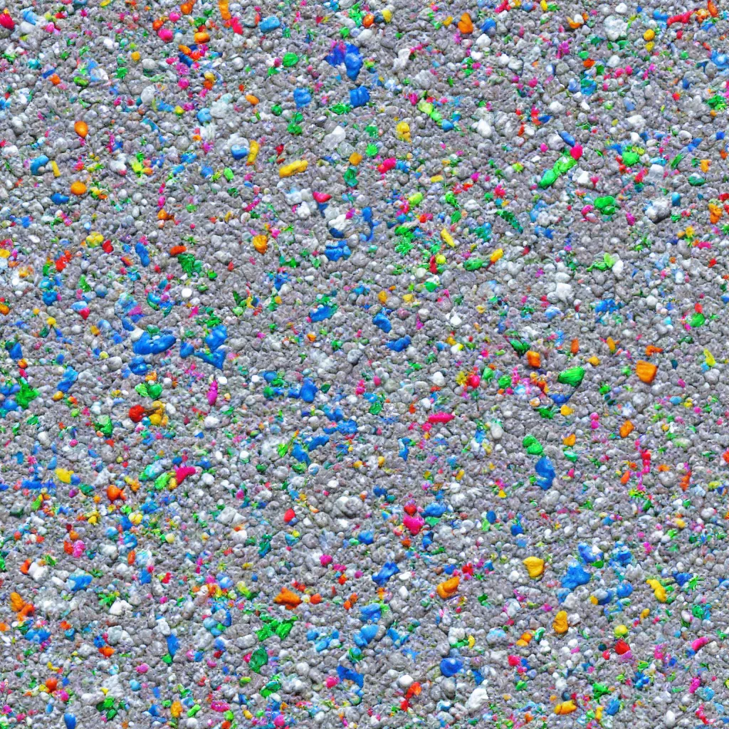 Prompt: a texture of white and very small colorful recycled plastic texture, sustainable materials, texture for 3 d, pet, hdpe, ldpe, pp, ps, pvc, pbr, pbr texture, cg, 3 d, rendering, unreal engine, cryengine