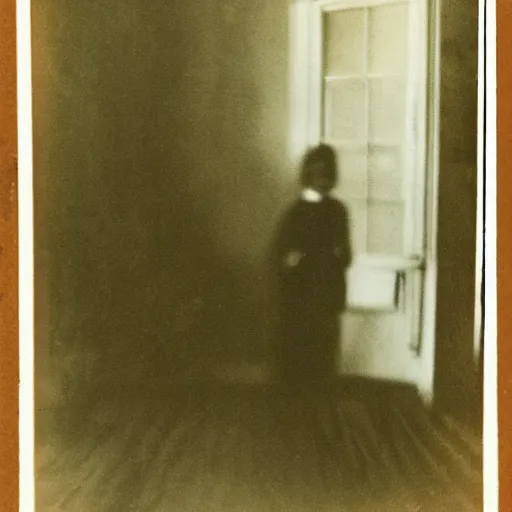 Image similar to an apparition in an old house, early 1900s photography, blurry, blurry, blurry, faded