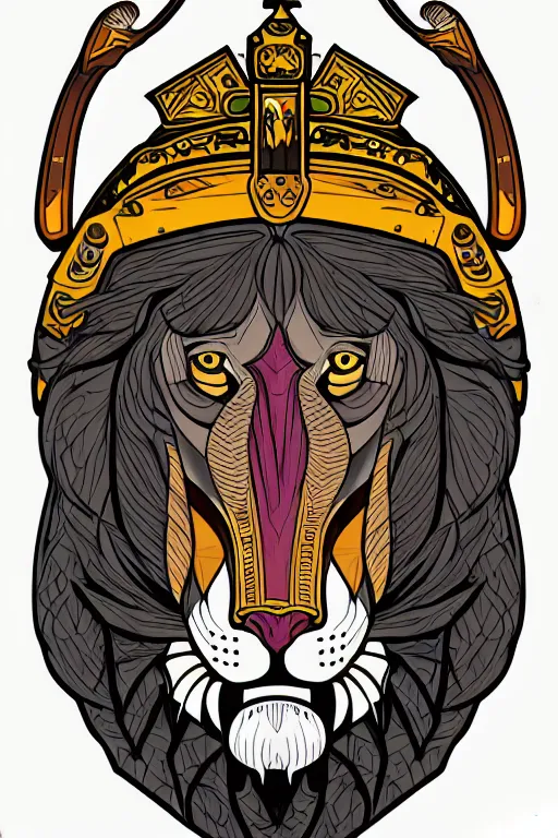 Image similar to Portrait of a lion in a medieval armor, colorful, illustration, highly detailed, simple, smooth and clean vector curves, no jagged lines, vector art, smooth