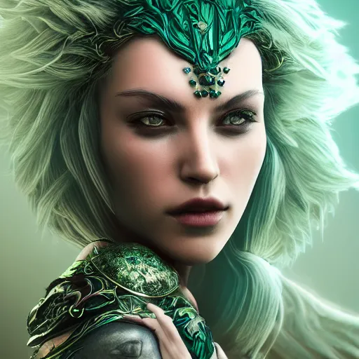 Prompt: portrait of moon sorceress, beautiful, attractive, glowing, jaw dropping, dynamic lighting, dark, menacing, intricate and detailed, 4 k octane render, green eyes, age 2 0
