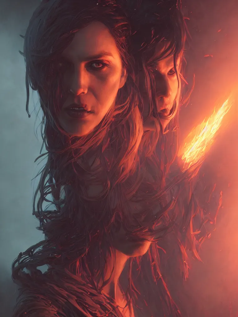 Image similar to highly detailed portrait of mazikeen demon, stephen bliss, unreal engine, fantasy art by greg rutkowski, loish, rhads, ferdinand knab, makoto shinkai and lois van baarle, ilya kuvshinov, rossdraws, tom bagshaw, global illumination, radiant light, detailed and intricate environment