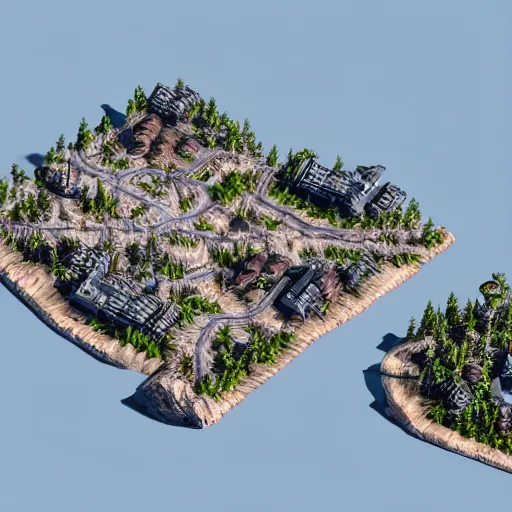 Image similar to isometric view of a colony on a strange planet, photorealistic raytracing