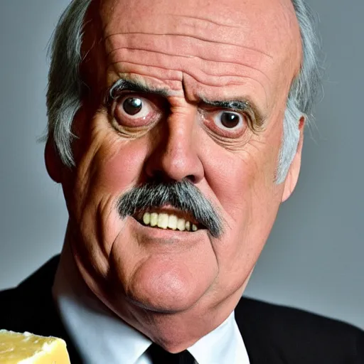 Prompt: john cleese a a slice of craft cheese