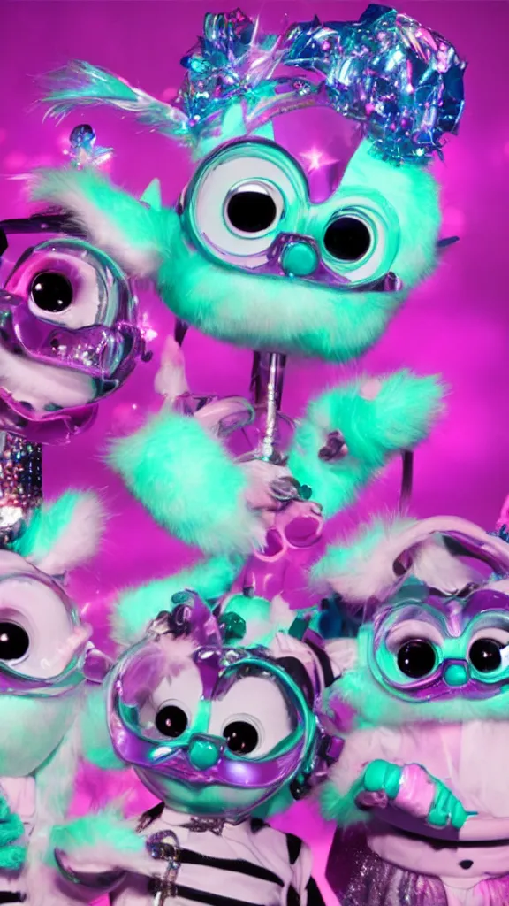 Prompt: popworld 3 d y 2 k furbies and sparkles, seapunk