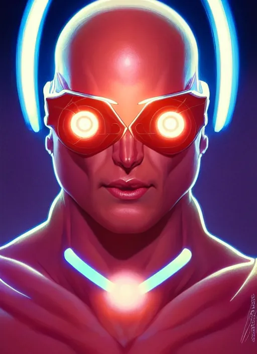 Image similar to symmetry portrait of cyclops from x - men : the animated series ( 1 9 9 2 ), glowing lights, intricate, elegant, highly detailed, digital painting, artstation, concept art, smooth, sharp focus, illustration, art by artgerm and greg rutkowski and alphonse mucha