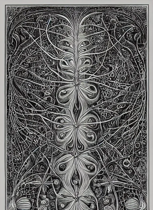 Prompt: “Psychedelic drawing by Ernst Haeckel. Symmetric.”