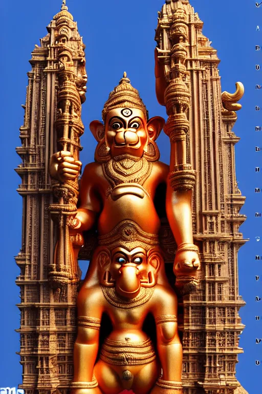 Image similar to high quality 3 d baroque biomorphic hanuman! buildings in mumbai!! centre, highly detailed, cinematic smooth, berenice abbott & john j. park, dramatic morning light, wide shot, high angle, uhd 8 k, sharp focus