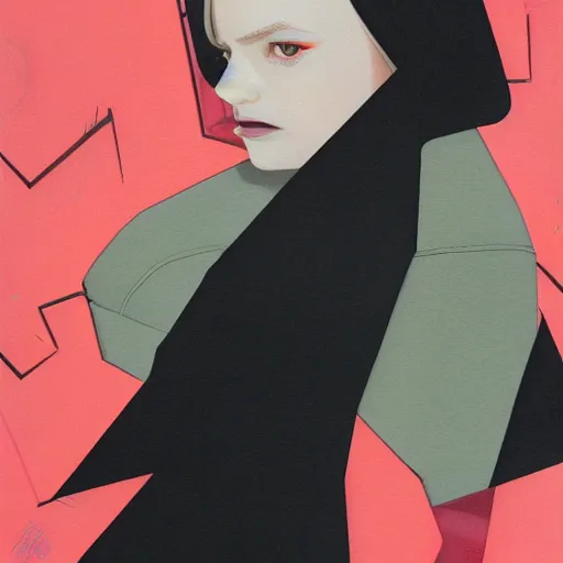 Image similar to Elle Fanning in Aeon Flux picture by Sachin Teng, asymmetrical, dark vibes, Realistic Painting , Organic painting, Matte Painting, geometric shapes, hard edges, graffiti, street art:2 by Sachin Teng:4