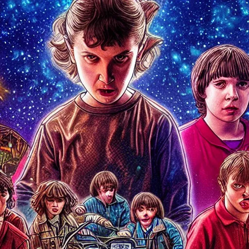 Prompt: stranger things eleven fighting vecna 4 k realistic