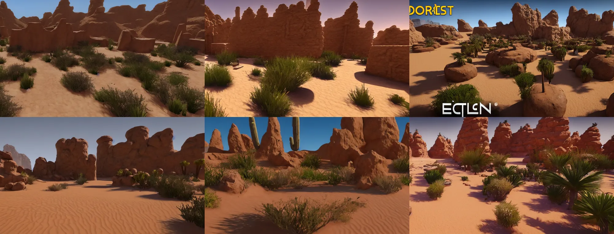 Prompt: desert garden, mmorpg gameplay, unreal engine 5, directed by bekinski ( 2 0 2 0 )