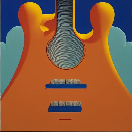 Prompt: guitar by shusei nagaoka, kaws, david rudnick, oil on canvas, bauhaus, surrealism, neoclassicism, renaissance, hyper realistic, pastell colours, cell shaded, 8 k - h 7 0 4