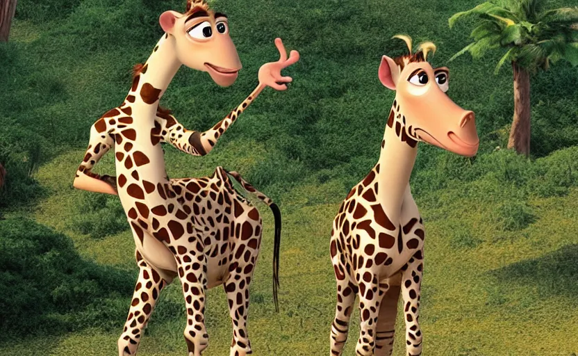 Prompt: melman from madagascar 2 0 0 5