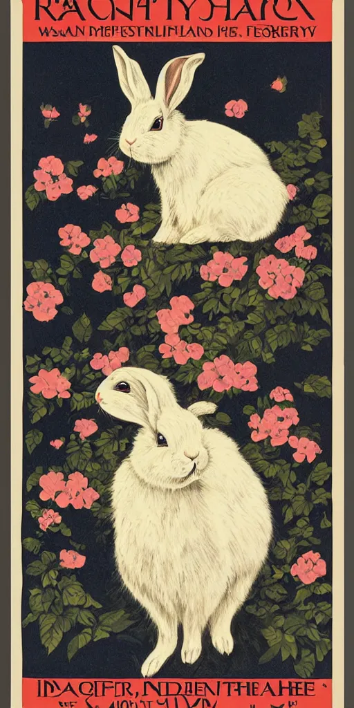 Image similar to a rabbit in the style of a 1 9 1 0 s poster advertisement