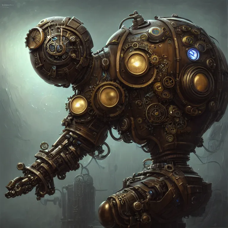 Image similar to steampunk robot blizzard, 3 d model, unreal engine realistic render, 8 k, micro detail, intricate, elegant, highly detailed, centered, digital painting, artstation, smooth, sharp focus, illustration, artgerm, tomasz alen kopera, wlop