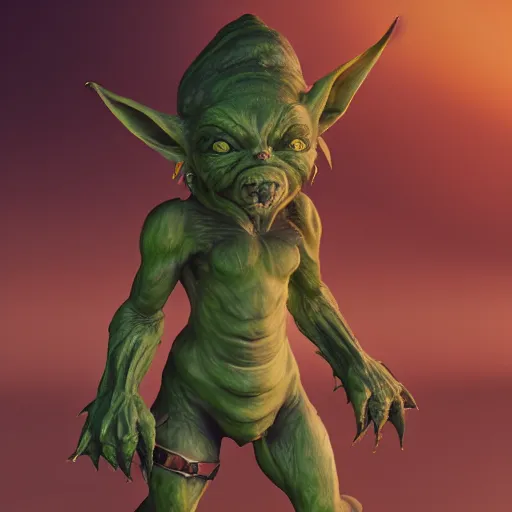 Image similar to medium portrait of a goblin, green skin, ffxiv, final fantasy 1 4 screenshot, octane render, 8 k, fantasy, rule of thirds, sharp focus