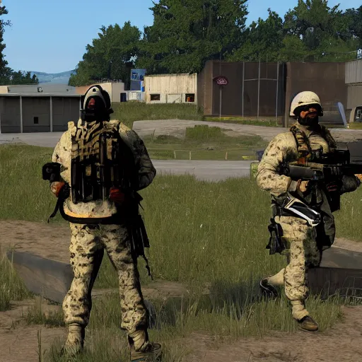 Image similar to arma 3 screenshot, us marine platoon