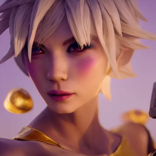 Image similar to still of pretty Riven (League of Legends) in KDA music video. 3d render, octane render, game art, realistic, highly detailed, trending on artstation, 4k, trending on artstation, pixar, cgsociety, unreal engine 5, redshift render, trending on artstation, blender, behance, cg