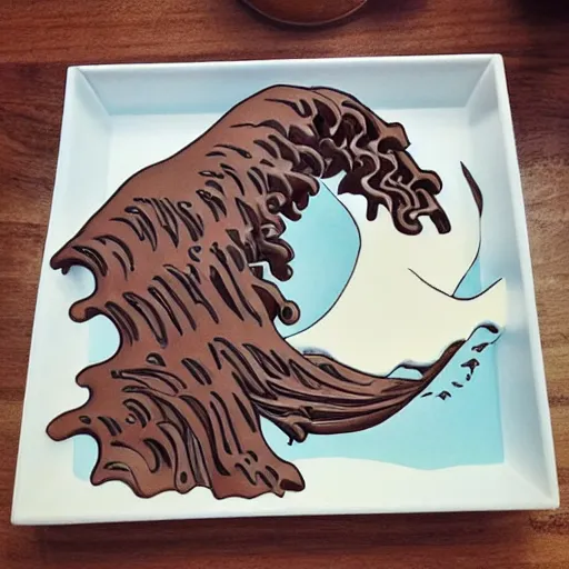 Image similar to the great wave made of choccolate