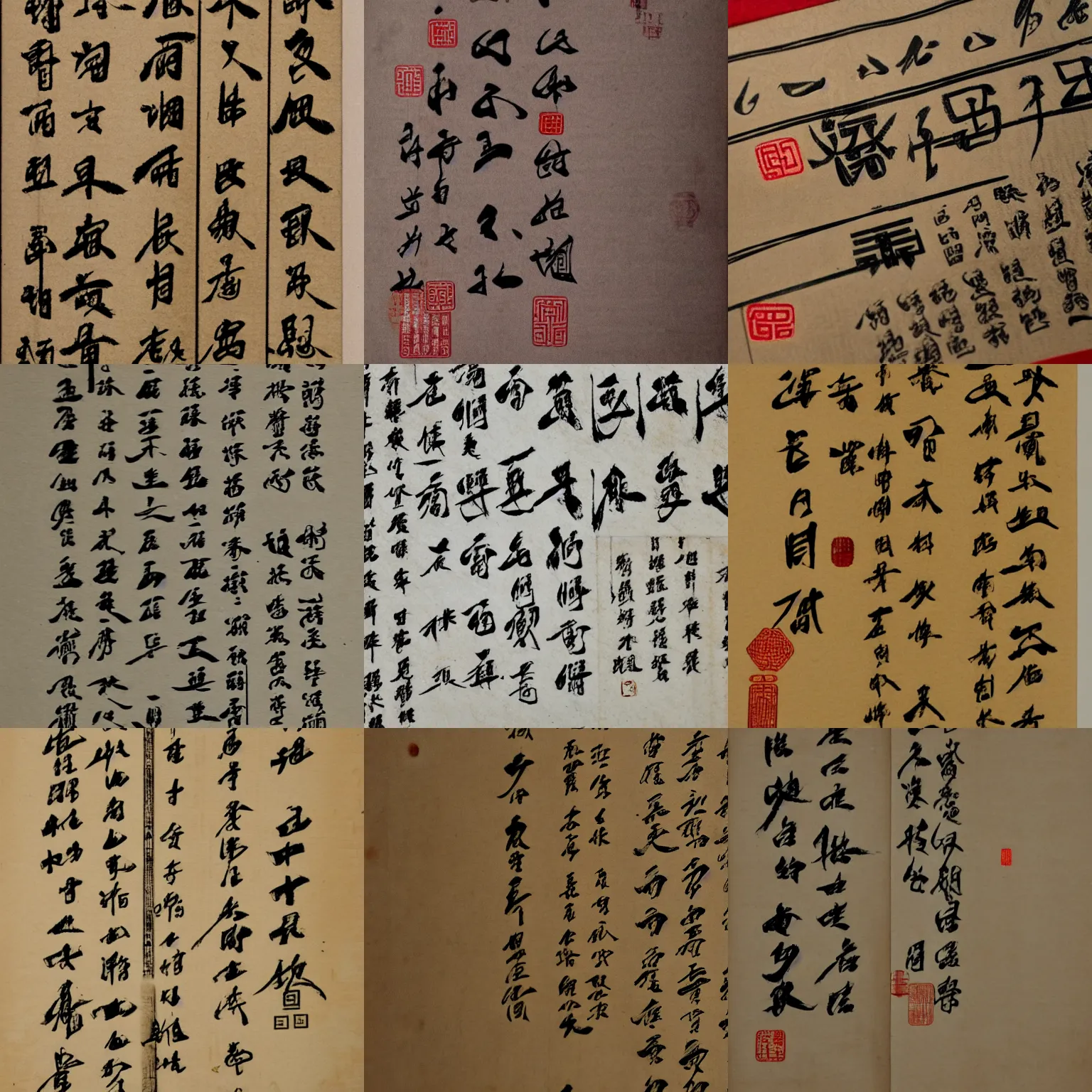 Prompt: Chinese writing on a document