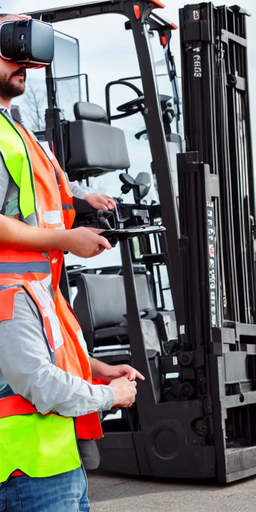 Image similar to forklift operator with a vr headset