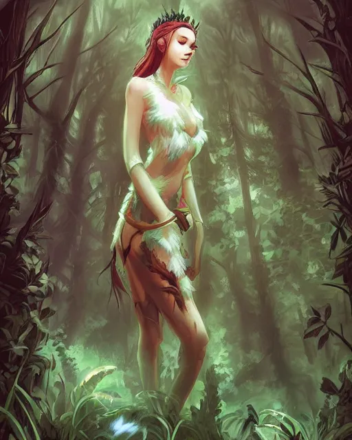 Prompt: the queen of the forest, by Fernanda Suarez and ross tran