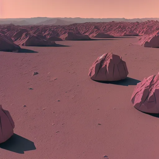 Prompt: the crystal structure on a terraformed mars, artwork by beeple