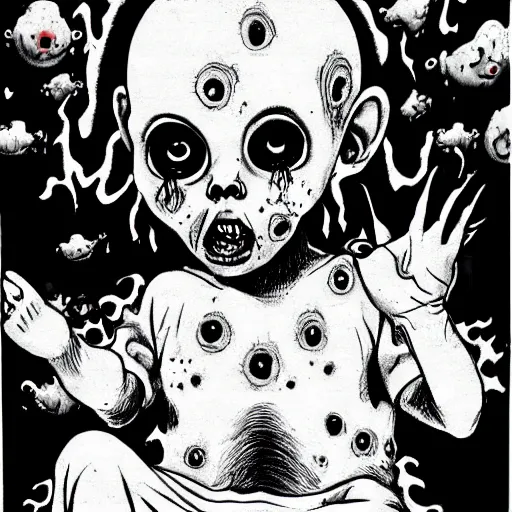 Image similar to zombie baby by ito junji