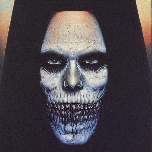 Prompt: portrait of Papa Emeritus III by Beksinski