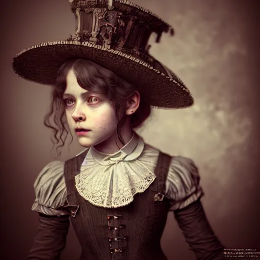 Image similar to photo of cute victorian girl, ultra realistic, concept art, intricate details, dark vibe, highly detailed, photorealistic, octane render, 8 k, unreal engine,