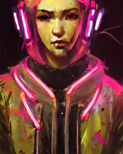 Image similar to detailed portrait Neon fighter Girl, cyberpunk futuristic neon, reflective puffy coat, decorated with traditional Japanese ornaments by Ismail inceoglu dragan bibin hans thoma greg rutkowski Alexandros Pyromallis Nekro Rene Maritte Illustrated, Perfect face, fine details, realistic shaded, fine-face, pretty face