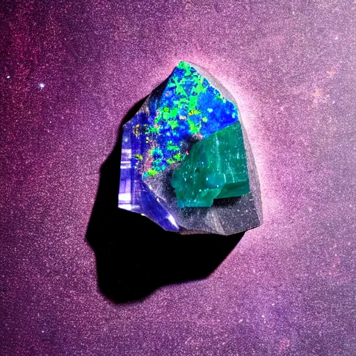 Image similar to a mineral rock, in a dark studio room. Photography of rare minerals. Tanzanite, Red Beryl, Bixbite, Red Emerald, Scarlet Emerald, Opal, Quartz, Elbaite, Calcite, Kunzite. in the style of artgerm.