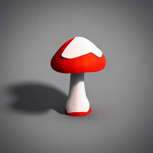 Image similar to Matte 3d low poly icon of a red mushroom, lat lighting, isometric perspective on pure white background, soft shadows, 3d render,