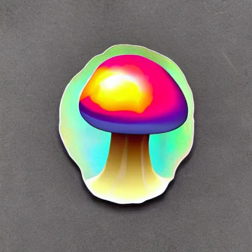 Image similar to alien mushroom, gooey, melty, iridescent