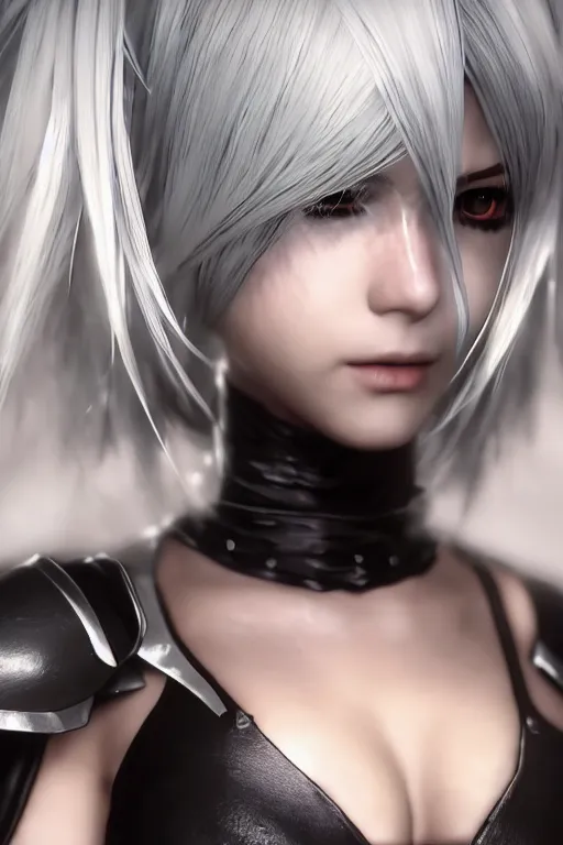 Image similar to Beautiful portrait of 2b, nier automata, cinematic 8k, high detailed