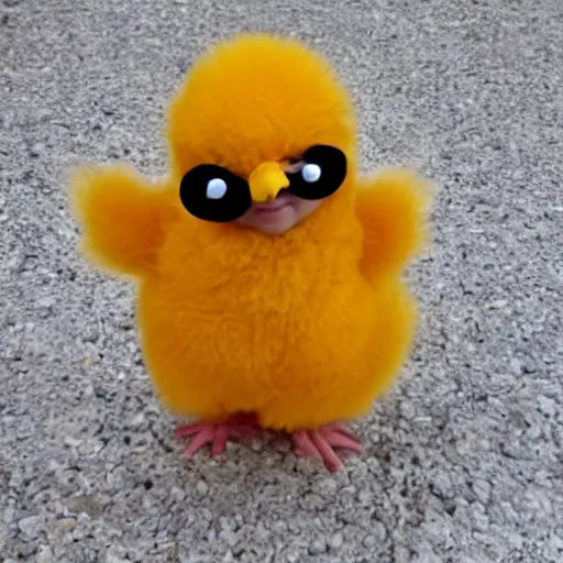 Image similar to cute baby chick dressed as an inmate