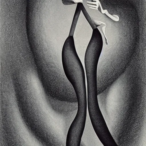 Image similar to significantly tall skinny monster with very long legs, curved in shape, by most famous surreal artist