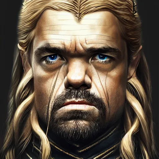 Image similar to peter dinklage as legolas ( pointed ears ), digital painting, extremely detailed, 4 k, intricate, brush strokes, mark arian, artgerm, bastien lecouffe - deharme