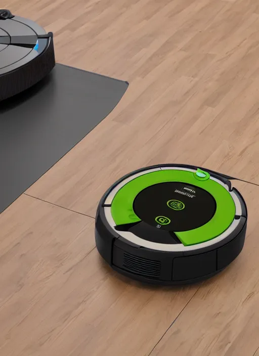 Image similar to A robot roomba with four mechanical limbs, 3D Product, professional render, studio quality, octane render