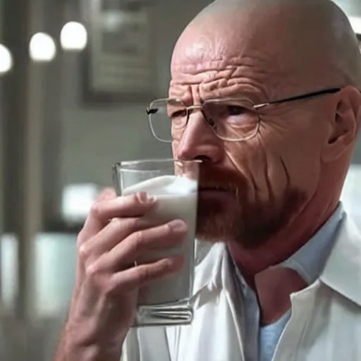 Image similar to walter white drinking milk