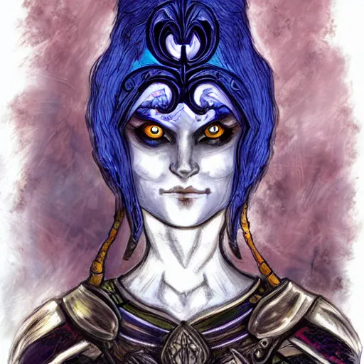 Image similar to Vivec from the Elder Scrolls in the style of Ayami Kojima