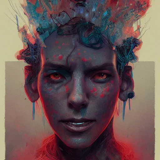 Prompt: colored demons coming out of human head, detailed intricate ink illustration, dark atmosphere, detailed illustration, hd, 4k, digital art, overdetailed art, concept art, by greg rutkowski, by loish, complementing colors, Trending on artstation, deviantart