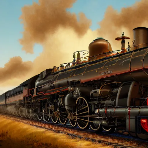 Image similar to [ union pacific big boy ], steam engine, locomotive, highly detailed, digital painting, artstation, concept art, wallpaper, smooth, sharp focus, illustration, art by giger and artgerm and greg rutkowski and alphonse mucha