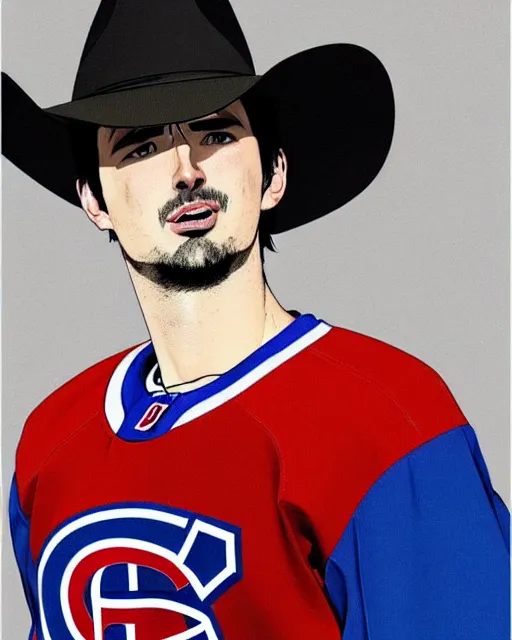 Prompt: habs carey price goaltender with cowboy hat | | fine detail!! anime!! realistic shaded lighting!! poster by ilya kuvshinov katsuhiro otomo ghost - in - the - shell, magali villeneuve, artgerm, jeremy lipkin and michael garmash and rob rey